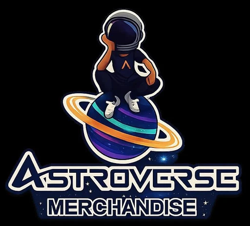Astroverse Merchandise logo: an astronaut sitting on a ringed planet